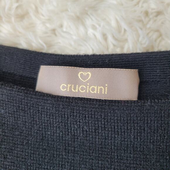 Cruciani Wool Sweater Womens Cropped Sleeve Black 42 Medium 6 - Picture 7 of 8
